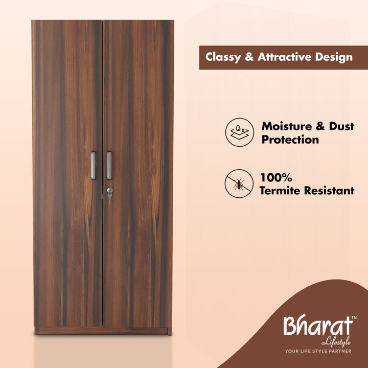 Bharat Lifestyle Atlanta Engineered Wood 2 Door Wardrobe (Finish Color - Brown, Knock Down) - BHARAT LIFESPACE PRIVATE LIMITED