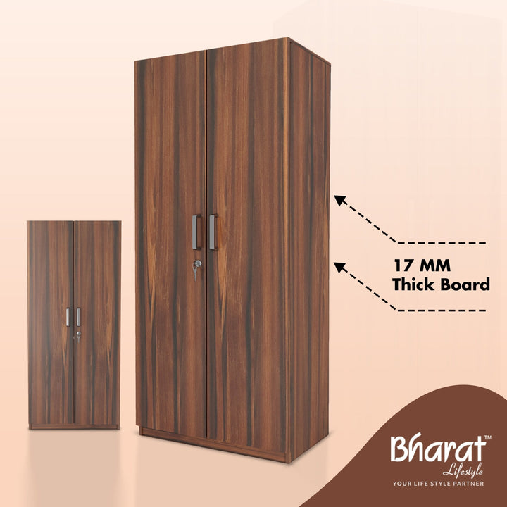 Bharat Lifestyle Atlanta Engineered Wood 2 Door Wardrobe (Finish Color - Brown, Knock Down) - BHARAT LIFESPACE PRIVATE LIMITED