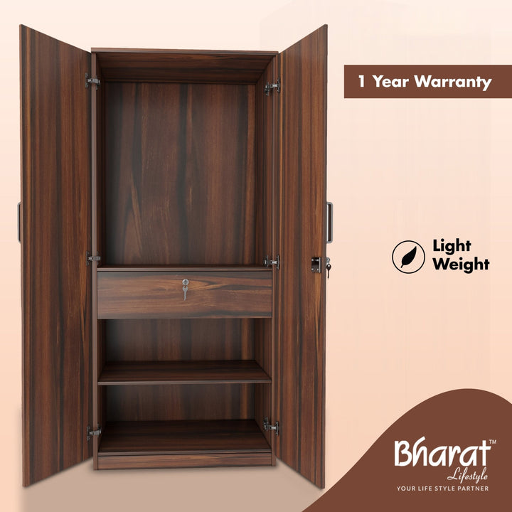 Bharat Lifestyle Atlanta Engineered Wood 2 Door Wardrobe (Finish Color - Brown, Knock Down) - BHARAT LIFESPACE PRIVATE LIMITED