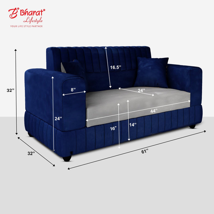 Bharat Lifestyle Atlanta Fabric 3 + 2 + 2 Sofa Set (Blue & Grey, DIY(Do - It - Yourself)) - BHARAT LIFESPACE PRIVATE LIMITED
