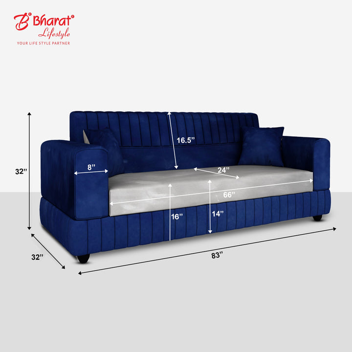 Bharat Lifestyle Atlanta Fabric 3 Seater Sofa (Blue & Grey) for Living Room, Bedroom, Home and Office | Modern Dual Tone Design | DIY Assembly | Comfortable Seating | 1 Year Warranty - BHARAT LIFESPACE PRIVATE LIMITED