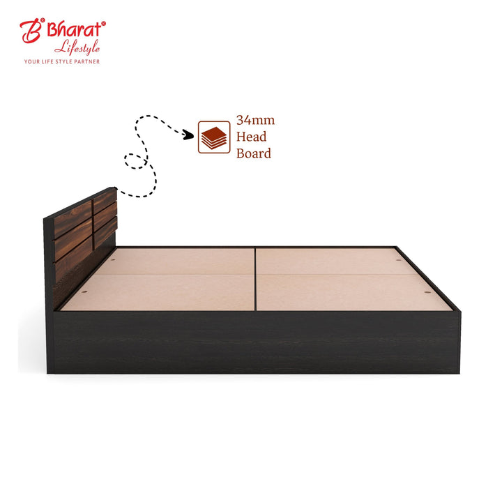 Bharat Lifestyle Atmore Low Height Engineered Wood Queen Bed (Finish Color - Wenge, Delivery Condition - Knock Down) - BHARAT LIFESPACE PRIVATE LIMITED