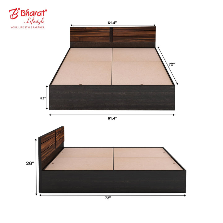 Bharat Lifestyle Atmore Low Height Engineered Wood Queen Bed (Finish Color - Wenge, Delivery Condition - Knock Down) - BHARAT LIFESPACE PRIVATE LIMITED