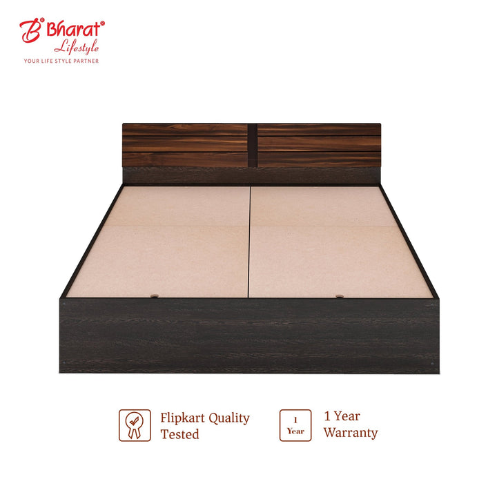 Bharat Lifestyle Atmore Low Height Engineered Wood Queen Bed (Finish Color - Wenge, Delivery Condition - Knock Down) - BHARAT LIFESPACE PRIVATE LIMITED