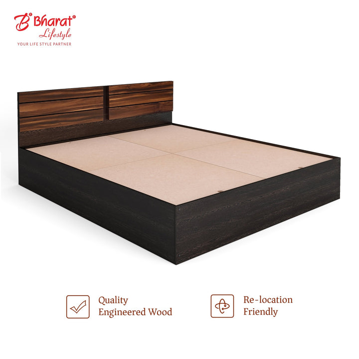 Bharat Lifestyle Atmore Low Height Engineered Wood Queen Bed (Finish Color - Wenge, Delivery Condition - Knock Down) - BHARAT LIFESPACE PRIVATE LIMITED