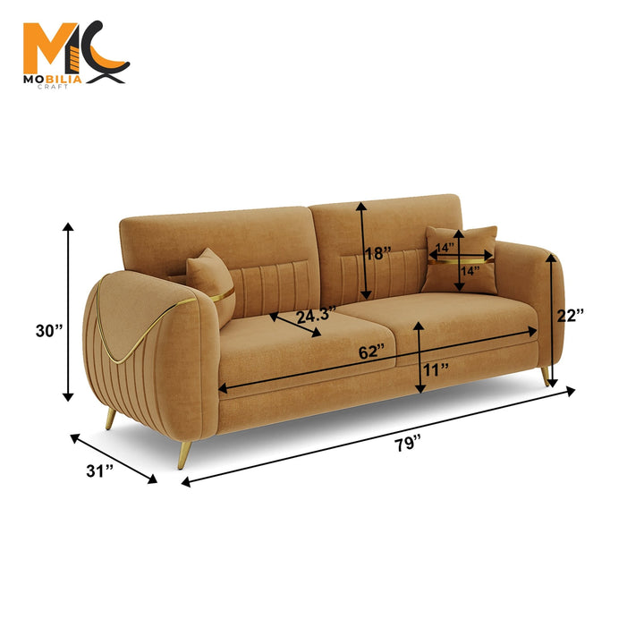 Bharat Lifestyle Auro Fabric 3 Seater Beige Sofa, Looks and Comfortable Sofa for Living Room, Bedroom, Home and Office, Assembly DIY(Do - It - Yourself) 1 Year Warranty - BHARAT LIFESPACE PRIVATE LIMITED