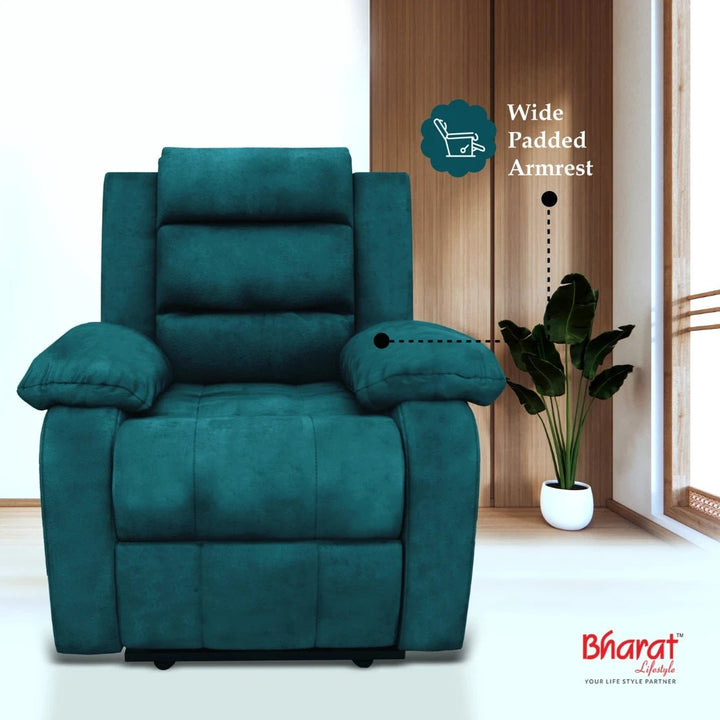 Bharat Lifestyle Austin Fabric Manual Recliner (Grey) | 1 Seater Recliner Chair Sofa | Soft Suede Fabric | 3 Comfort Positions | DIY Assembly | 1 Year Warranty | For Living Room, Bedroom, Home & Office - BHARAT LIFESPACE PRIVATE LIMITED