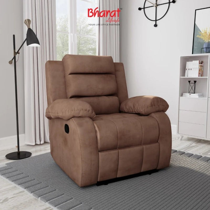 Bharat Lifestyle Austin Fabric Manual Recliner (Grey) | 1 Seater Recliner Chair Sofa | Soft Suede Fabric | 3 Comfort Positions | DIY Assembly | 1 Year Warranty | For Living Room, Bedroom, Home & Office - BHARAT LIFESPACE PRIVATE LIMITED