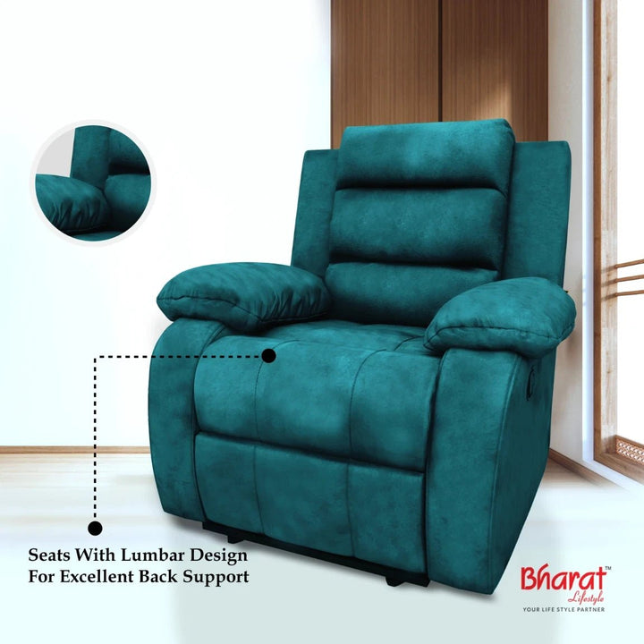 Bharat Lifestyle Austin Fabric Manual Recliner (Grey) | 1 Seater Recliner Chair Sofa | Soft Suede Fabric | 3 Comfort Positions | DIY Assembly | 1 Year Warranty | For Living Room, Bedroom, Home & Office - BHARAT LIFESPACE PRIVATE LIMITED