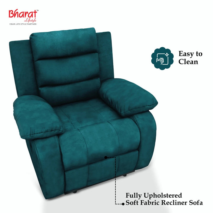 Bharat Lifestyle Austin Fabric Manual Recliner (Grey) | 1 Seater Recliner Chair Sofa | Soft Suede Fabric | 3 Comfort Positions | DIY Assembly | 1 Year Warranty | For Living Room, Bedroom, Home & Office - BHARAT LIFESPACE PRIVATE LIMITED