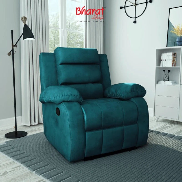 Bharat Lifestyle Austin Fabric Manual Recliner (Grey) | 1 Seater Recliner Chair Sofa | Soft Suede Fabric | 3 Comfort Positions | DIY Assembly | 1 Year Warranty | For Living Room, Bedroom, Home & Office - BHARAT LIFESPACE PRIVATE LIMITED