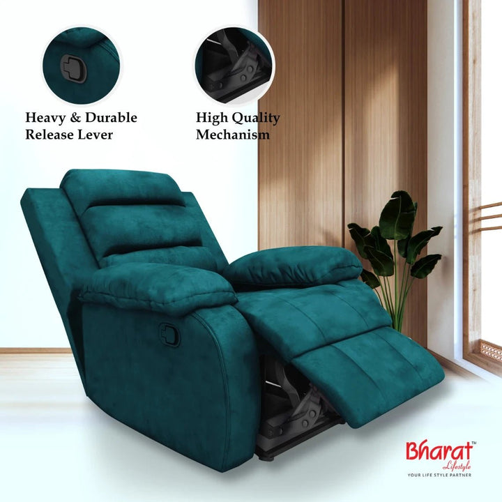 Bharat Lifestyle Austin Fabric Manual Recliner (Grey) | 1 Seater Recliner Chair Sofa | Soft Suede Fabric | 3 Comfort Positions | DIY Assembly | 1 Year Warranty | For Living Room, Bedroom, Home & Office - BHARAT LIFESPACE PRIVATE LIMITED
