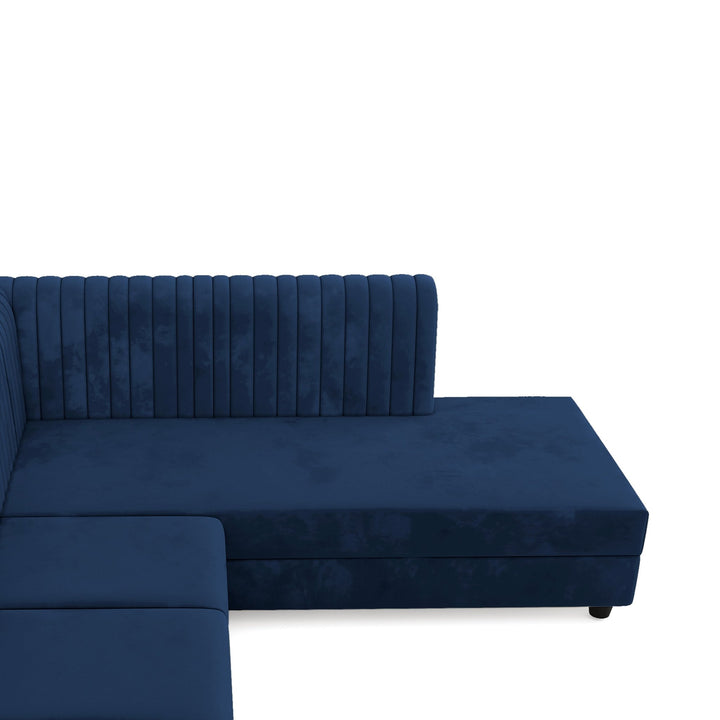 Bharat Lifestyle Benin L Shape Fabric 6 Seater Sofa (Finish Color - Blue, DIY(Do - It - Yourself) - BHARAT LIFESPACE PRIVATE LIMITED