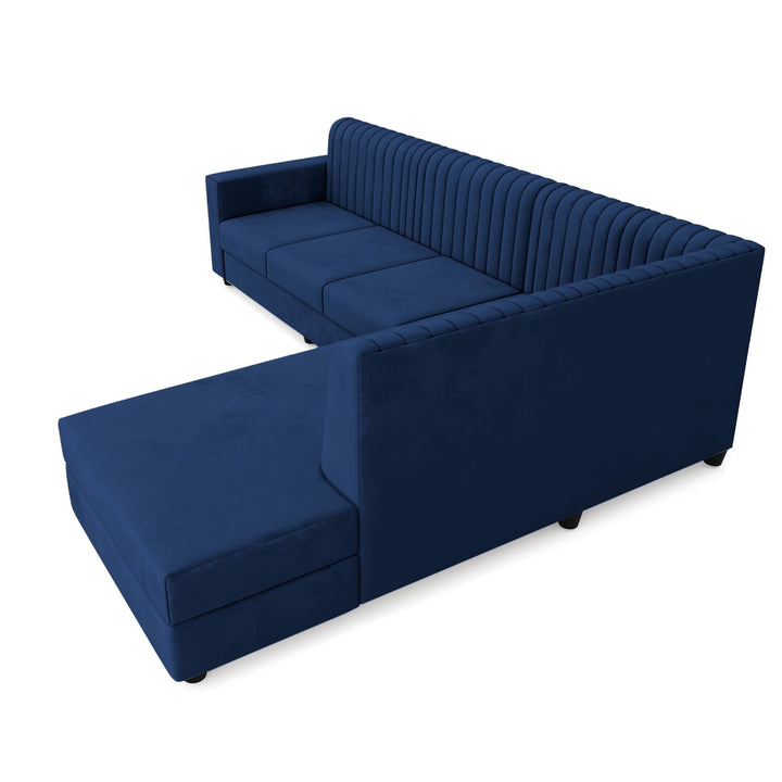 Bharat Lifestyle Benin L Shape Fabric 6 Seater Sofa (Finish Color - Blue, DIY(Do - It - Yourself) - BHARAT LIFESPACE PRIVATE LIMITED