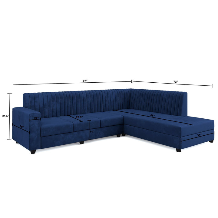 Bharat Lifestyle Benin L Shape Fabric 6 Seater Sofa (Finish Color - Blue, DIY(Do - It - Yourself) - BHARAT LIFESPACE PRIVATE LIMITED