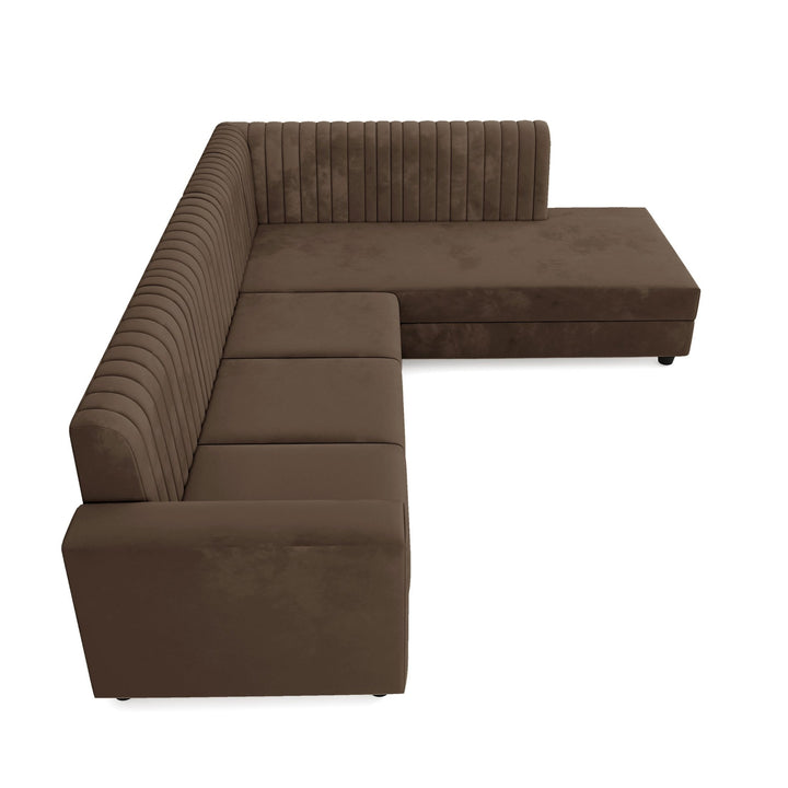 Bharat Lifestyle Benin L Shape Fabric 6 Seater Sofa (Finish Color - Brown, DIY(Do - It - Yourself) - BHARAT LIFESPACE PRIVATE LIMITED