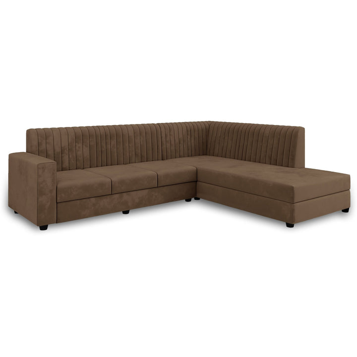 Bharat Lifestyle Benin L Shape Fabric 6 Seater Sofa (Finish Color - Brown, DIY(Do - It - Yourself) - BHARAT LIFESPACE PRIVATE LIMITED