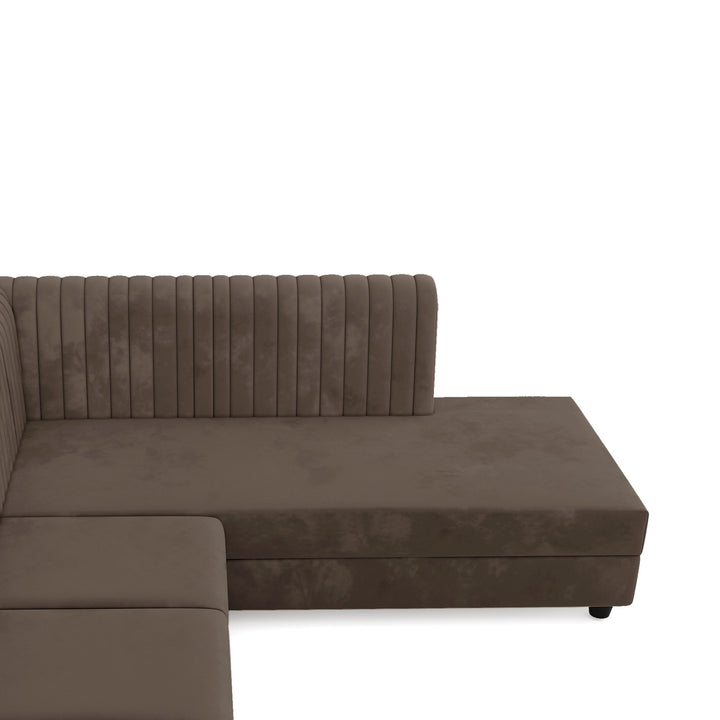 Bharat Lifestyle Benin L Shape Fabric 6 Seater Sofa (Finish Color - Brown, DIY(Do - It - Yourself) - BHARAT LIFESPACE PRIVATE LIMITED