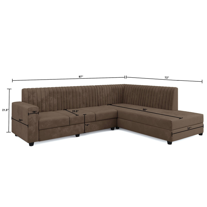 Bharat Lifestyle Benin L Shape Fabric 6 Seater Sofa (Finish Color - Brown, DIY(Do - It - Yourself) - BHARAT LIFESPACE PRIVATE LIMITED