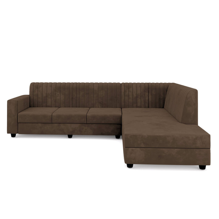 Bharat Lifestyle Benin L Shape Fabric 6 Seater Sofa (Finish Color - Brown, DIY(Do - It - Yourself) - BHARAT LIFESPACE PRIVATE LIMITED