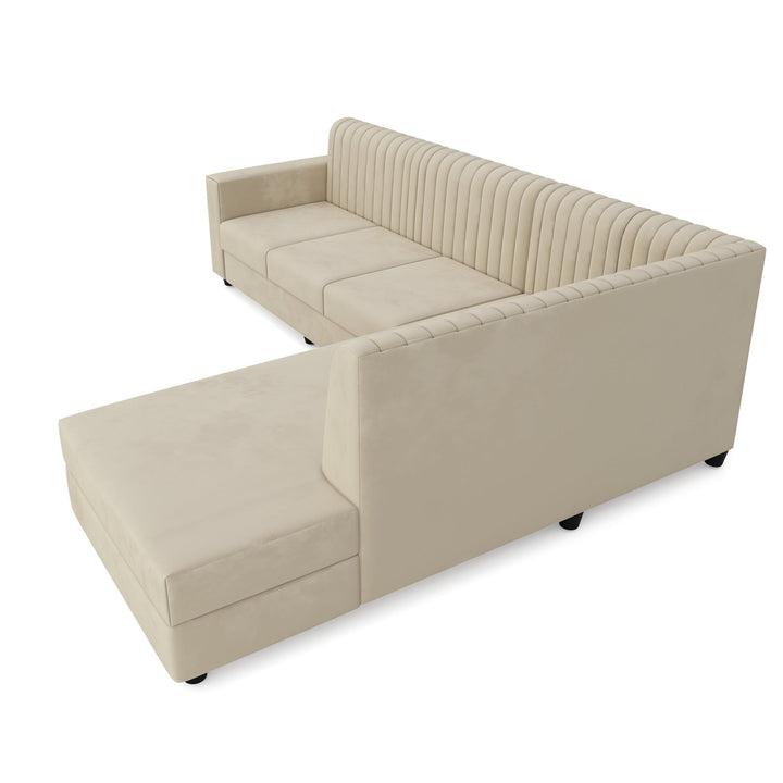 Bharat Lifestyle Benin L Shape Fabric 6 Seater Sofa (Finish Color - Cream, DIY(Do - It - Yourself)) - BHARAT LIFESPACE PRIVATE LIMITED