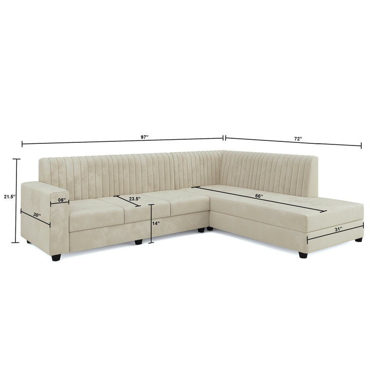 Bharat Lifestyle Benin L Shape Fabric 6 Seater Sofa (Finish Color - Cream, DIY(Do - It - Yourself)) - BHARAT LIFESPACE PRIVATE LIMITED