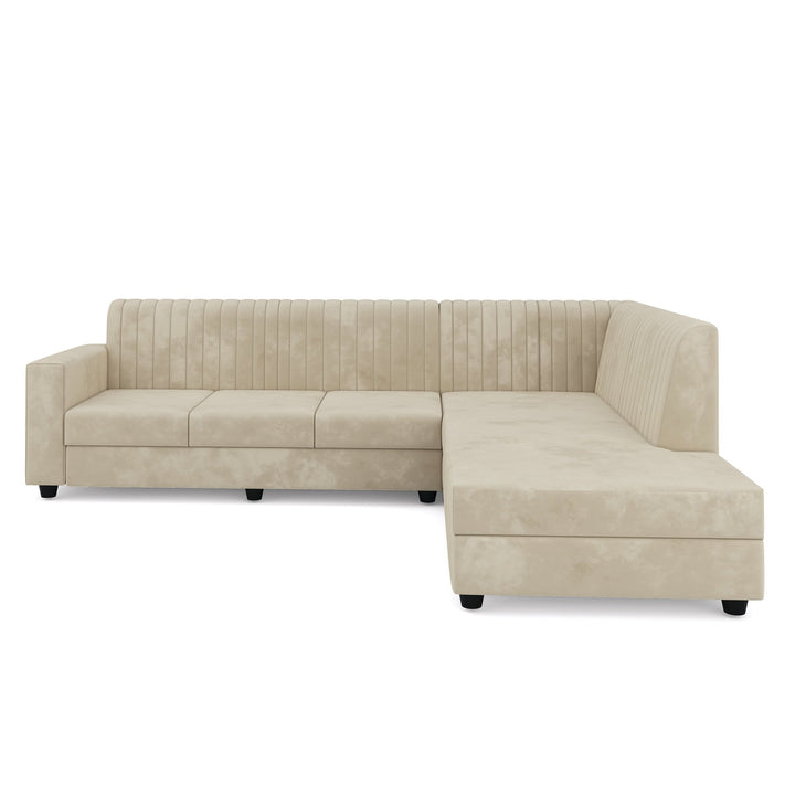 Bharat Lifestyle Benin L Shape Fabric 6 Seater Sofa (Finish Color - Cream, DIY(Do - It - Yourself)) - BHARAT LIFESPACE PRIVATE LIMITED