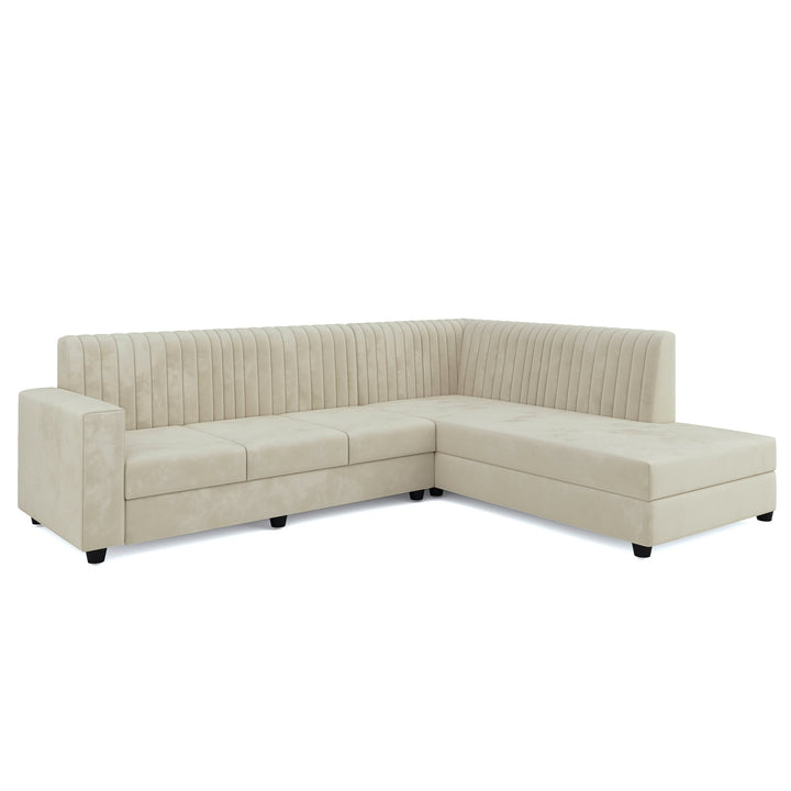 Bharat Lifestyle Benin L Shape Fabric 6 Seater Sofa (Finish Color - Cream, DIY(Do - It - Yourself)) - BHARAT LIFESPACE PRIVATE LIMITED