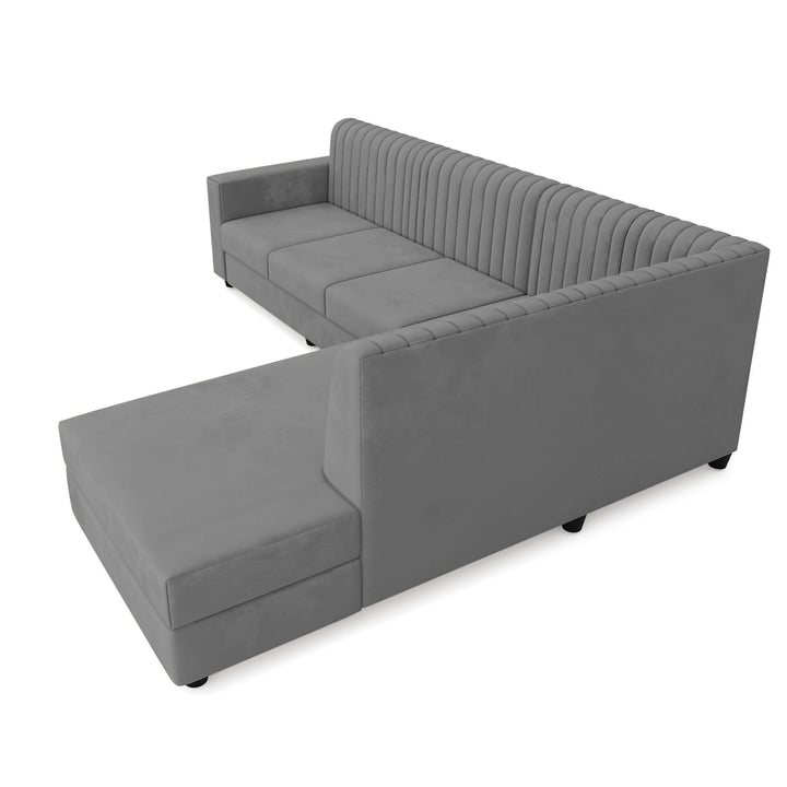 Bharat Lifestyle Benin L Shape Fabric 6 Seater Sofa (Finish Color - Grey, DIY(Do - It - Yourself) - BHARAT LIFESPACE PRIVATE LIMITED