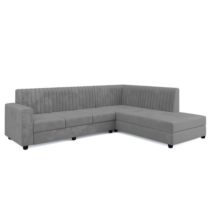 Bharat Lifestyle Benin L Shape Fabric 6 Seater Sofa (Finish Color - Grey, DIY(Do - It - Yourself) - BHARAT LIFESPACE PRIVATE LIMITED
