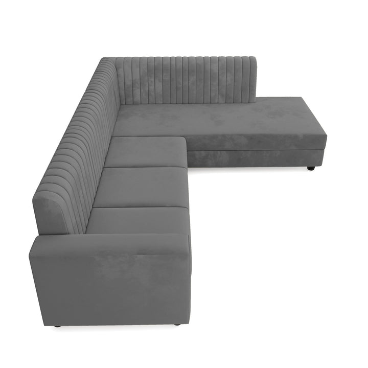Bharat Lifestyle Benin L Shape Fabric 6 Seater Sofa (Finish Color - Grey, DIY(Do - It - Yourself) - BHARAT LIFESPACE PRIVATE LIMITED