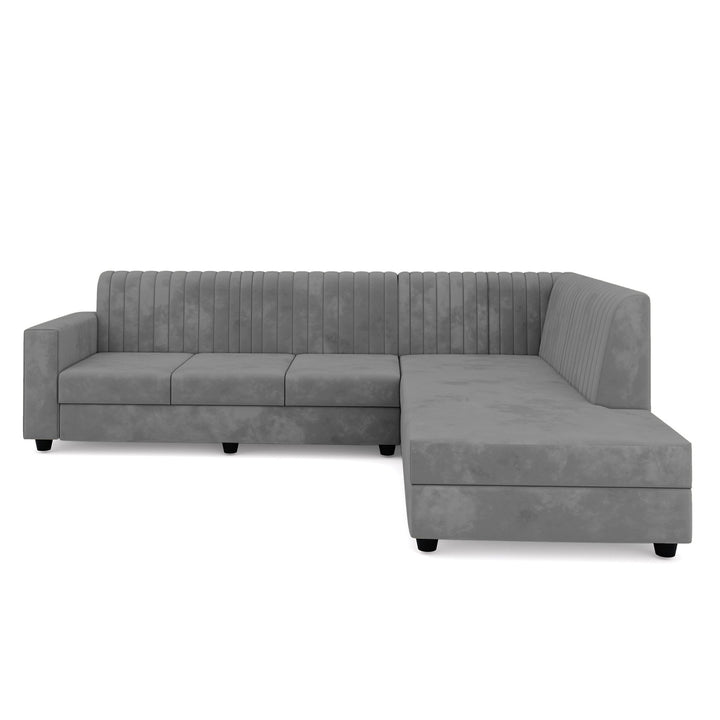 Bharat Lifestyle Benin L Shape Fabric 6 Seater Sofa (Finish Color - Grey, DIY(Do - It - Yourself) - BHARAT LIFESPACE PRIVATE LIMITED