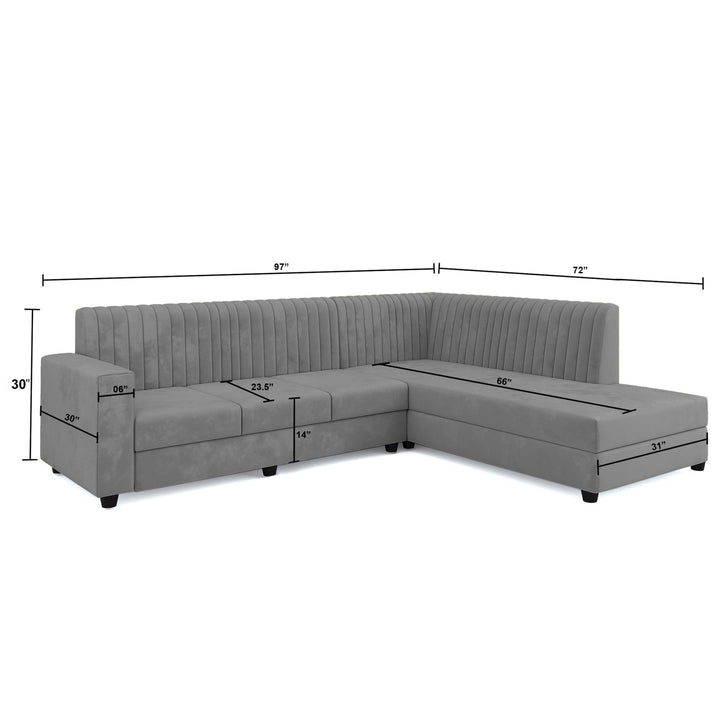 Bharat Lifestyle Benin L Shape Fabric 6 Seater Sofa (Finish Color - Grey, DIY(Do - It - Yourself) - BHARAT LIFESPACE PRIVATE LIMITED