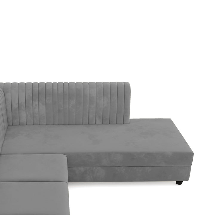 Bharat Lifestyle Benin L Shape Fabric 6 Seater Sofa (Finish Color - Grey, DIY(Do - It - Yourself) - BHARAT LIFESPACE PRIVATE LIMITED
