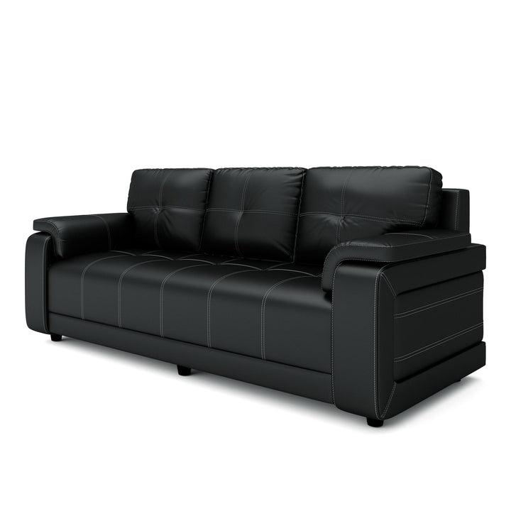 Bharat Lifestyle Blackberry Leatherette 3 + 2 + 2 Sofa Set (Black, DIY(Do - It - Yourself)) - BHARAT LIFESPACE PRIVATE LIMITED