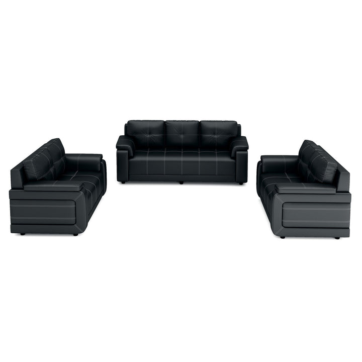 Bharat Lifestyle Blackberry Leatherette 3 + 2 + 2 Sofa Set (Black, DIY(Do - It - Yourself)) - BHARAT LIFESPACE PRIVATE LIMITED