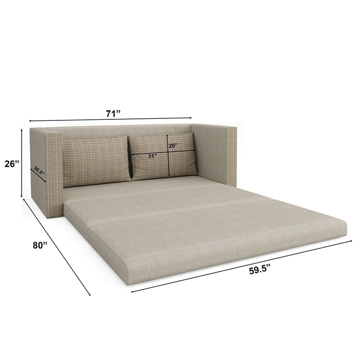 Bharat Lifestyle Bliss 3 Seater Double Solid Wood Fold Out Sofa Cum Bed (Finish Color - Beige Delivery Condition - Pre - assembled) - BHARAT LIFESPACE PRIVATE LIMITED
