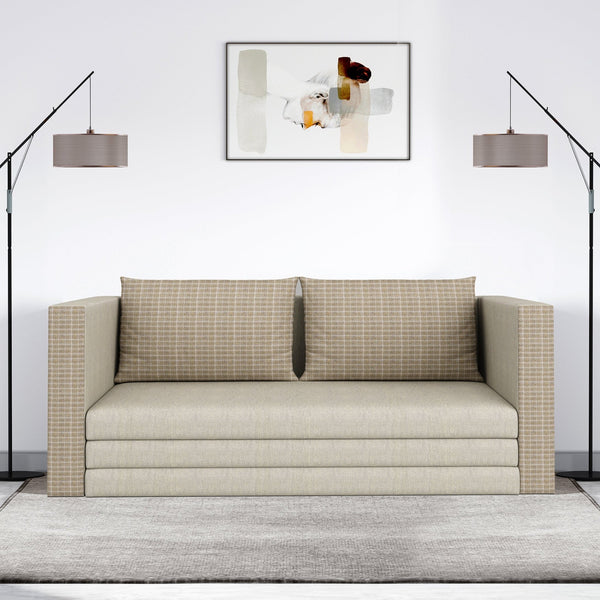 Bharat Lifestyle Bliss 3 Seater Double Solid Wood Fold Out Sofa Cum Bed (Finish Color - Beige Delivery Condition - Pre - assembled) - BHARAT LIFESPACE PRIVATE LIMITED