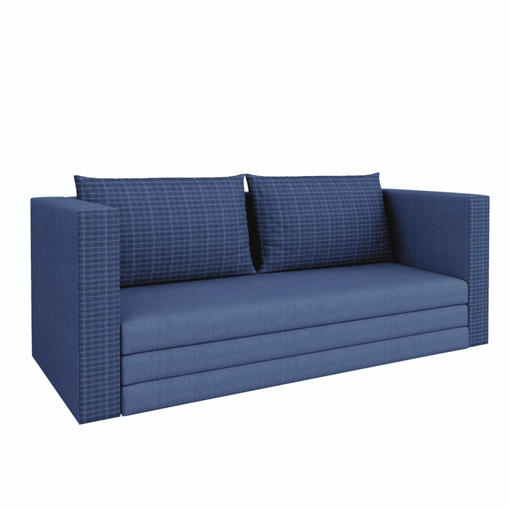 Bharat Lifestyle Bliss Fabric 3 Seater Double Solid Wood Fold Out Sofa Cum Bed (Finish Color - Blue Delivery Condition - Pre - assembled) - BHARAT LIFESPACE PRIVATE LIMITED