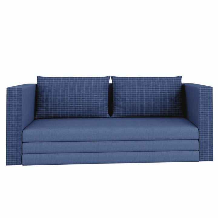 Bharat Lifestyle Bliss Fabric 3 Seater Double Solid Wood Fold Out Sofa Cum Bed (Finish Color - Blue Delivery Condition - Pre - assembled) - BHARAT LIFESPACE PRIVATE LIMITED