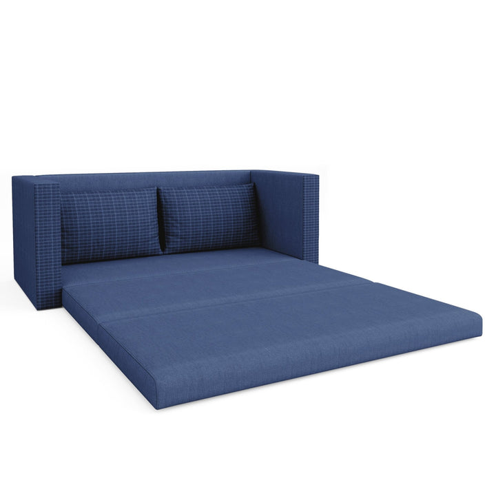 Bharat Lifestyle Bliss Fabric 3 Seater Double Solid Wood Fold Out Sofa Cum Bed (Finish Color - Blue Delivery Condition - Pre - assembled) - BHARAT LIFESPACE PRIVATE LIMITED
