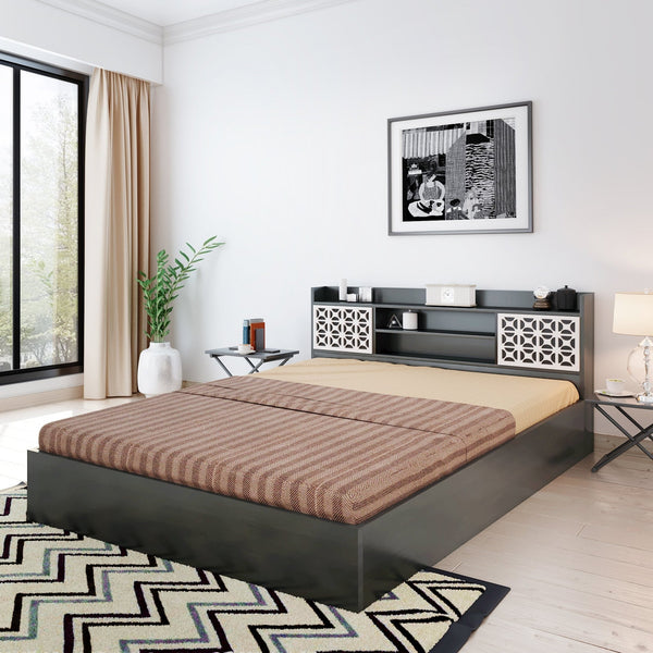 Bharat Lifestyle Brazil Engineered Wood King Box Bed (Finish Color - Black, Delivery Condition - Knock Down) - BHARAT LIFESPACE PRIVATE LIMITED