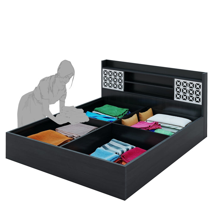 Bharat Lifestyle Brazil Engineered Wood King Box Bed (Finish Color - Black, Delivery Condition - Knock Down) - BHARAT LIFESPACE PRIVATE LIMITED