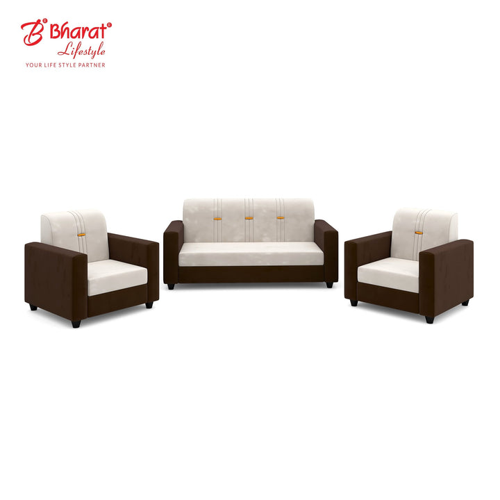 Bharat Lifestyle Brista Fabric 3 + 1 + 1 Sofa Set (Cream Brown, DIY(Do - It - Yourself)) - BHARAT LIFESPACE PRIVATE LIMITED