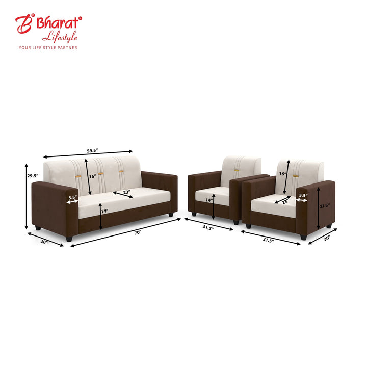 Bharat Lifestyle Brista Fabric 3 + 1 + 1 Sofa Set (Cream Brown, DIY(Do - It - Yourself)) - BHARAT LIFESPACE PRIVATE LIMITED