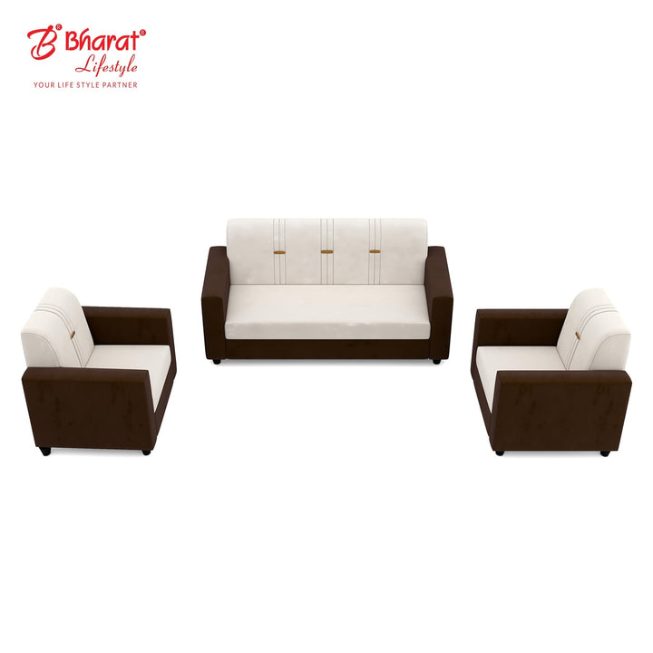 Bharat Lifestyle Brista Fabric 3 + 1 + 1 Sofa Set (Cream Brown, DIY(Do - It - Yourself)) - BHARAT LIFESPACE PRIVATE LIMITED