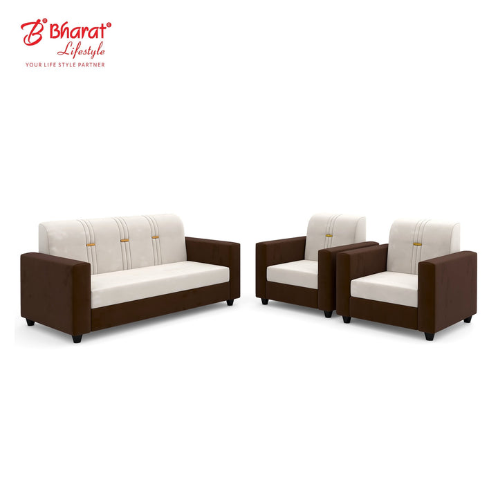 Bharat Lifestyle Brista Fabric 3 + 1 + 1 Sofa Set (Cream Brown, DIY(Do - It - Yourself)) - BHARAT LIFESPACE PRIVATE LIMITED