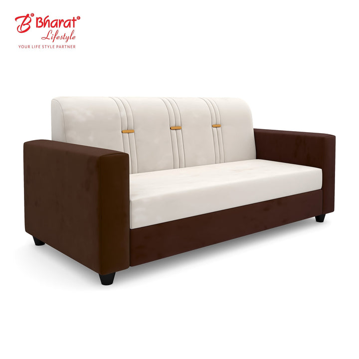 Bharat Lifestyle Brista Fabric 3 + 1 + 1 Sofa Set (Cream Brown, DIY(Do - It - Yourself)) - BHARAT LIFESPACE PRIVATE LIMITED