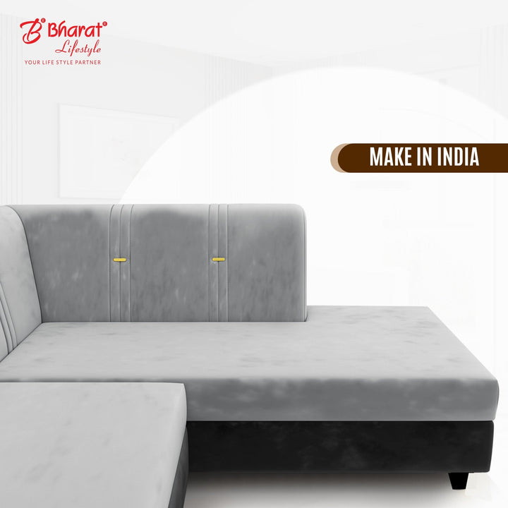 Bharat Lifestyle Brista L Shape Fabric 6 Seater Sofa (Finish Color - Black & Grey, DIY(Do - It - Yourself) - BHARAT LIFESPACE PRIVATE LIMITED