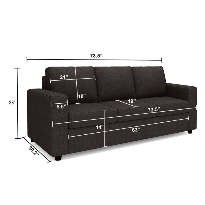 Bharat Lifestyle Cairo Fabric 3 Seater Sofa (Finish Color - Dark Grey, DIY(Do - It - Yourself) - BHARAT LIFESPACE PRIVATE LIMITED